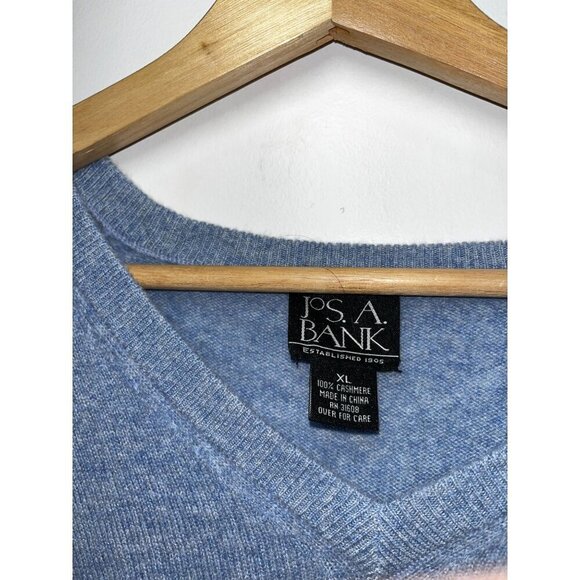 Jos. A. Bank 100% CASHMERE Mens Light Blue V-Neck  Sweater Size XL - Picture 3 of 6